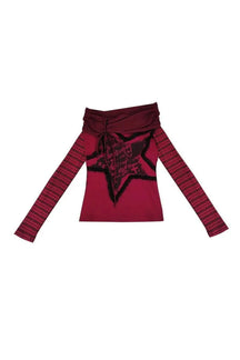 Red Crimson Chaos Off-Shoulder Top with style.