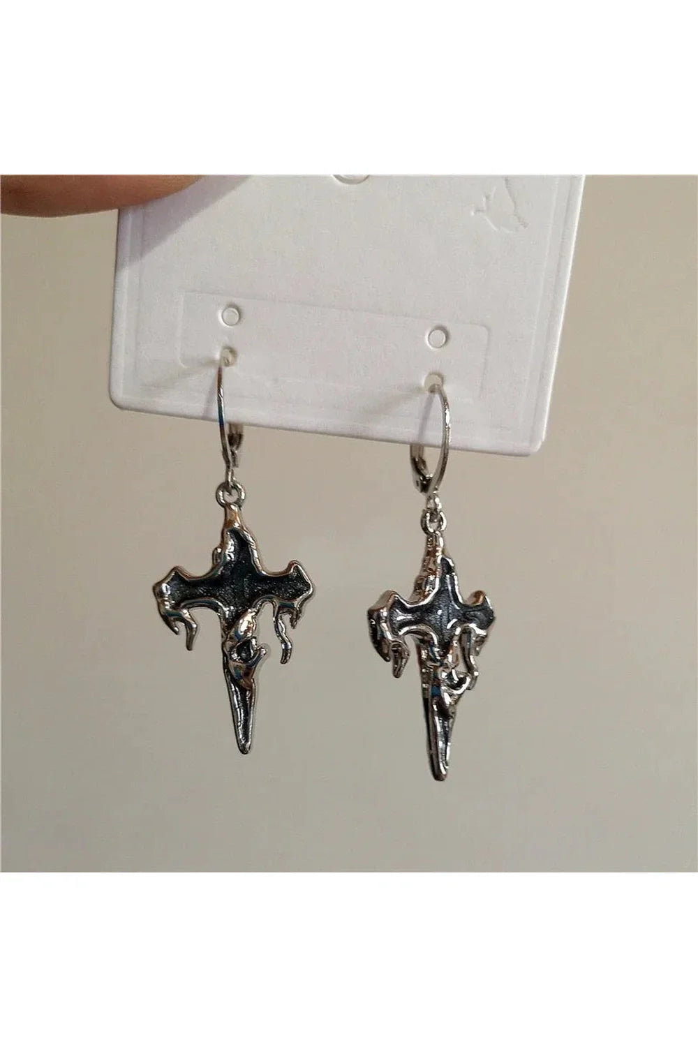 Gothic Crimson Cross Earrings Variant 2 - Elegant.