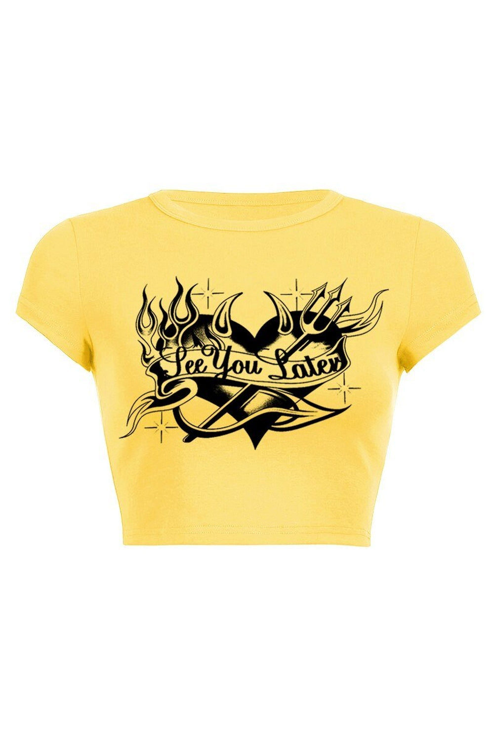 Yellow Crop Top "SEE YOU LATER" for summer.