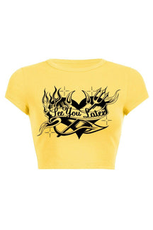 Yellow Crop Top "SEE YOU LATER" for summer.