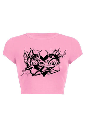 Pink "SEE YOU LATER" Crop Top with style.