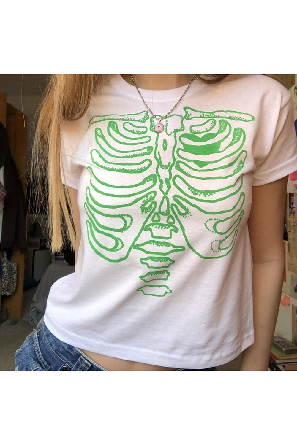 Crop Tops  Skull Graphic Grunge