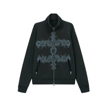 Stylish Cross of Shadows Jacket in Gray Green.