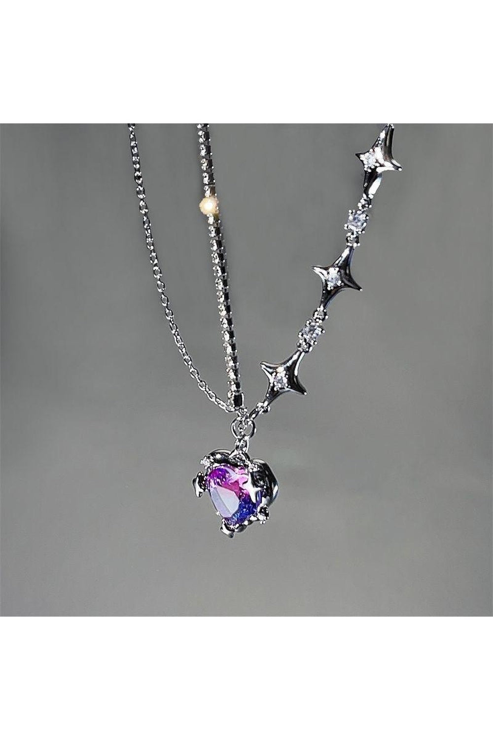 Crystal Heart Goth Alt Necklace