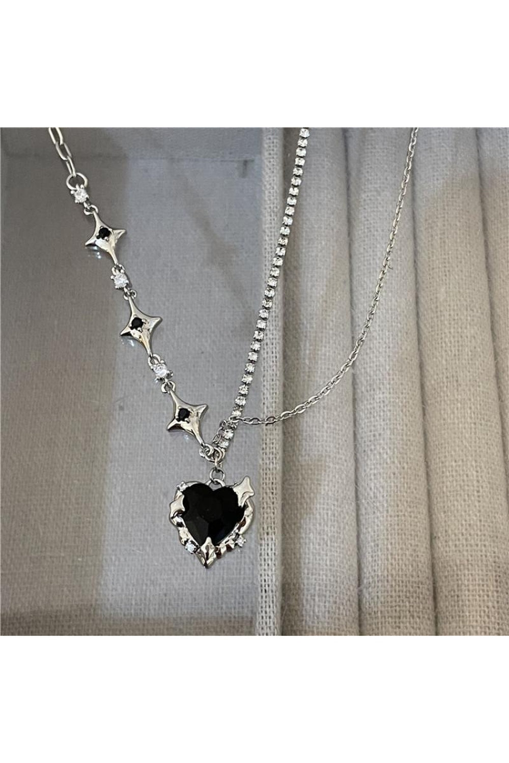 Crystal Heart Goth Alt Necklace