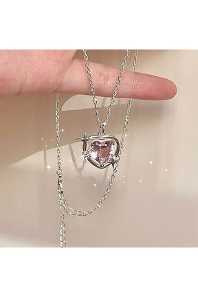 Gothic Crystal Heart Necklace, variant 3, elegant design.