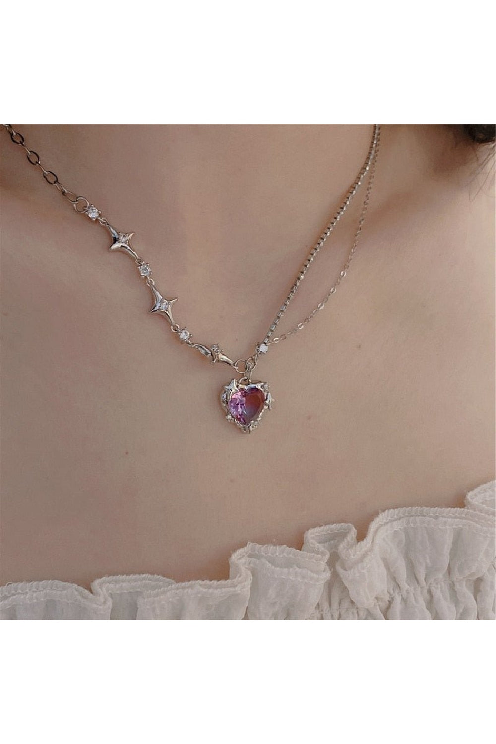 Crystal Heart Goth Alt Necklace