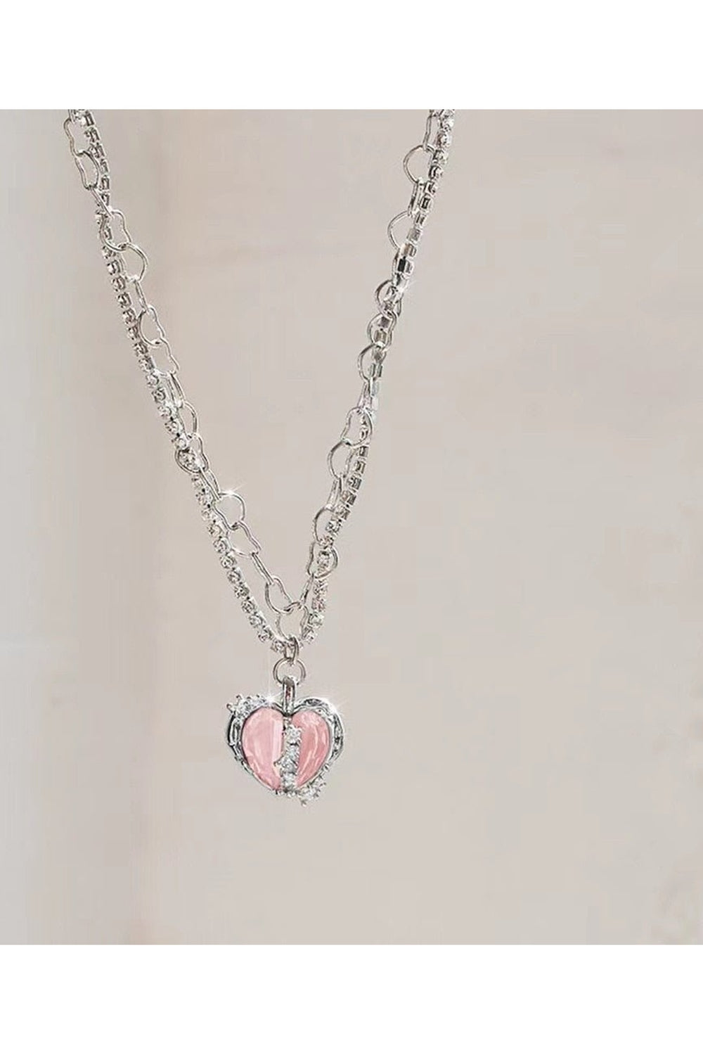 Gothic Crystal Heart Necklace, variant 12, elegant.