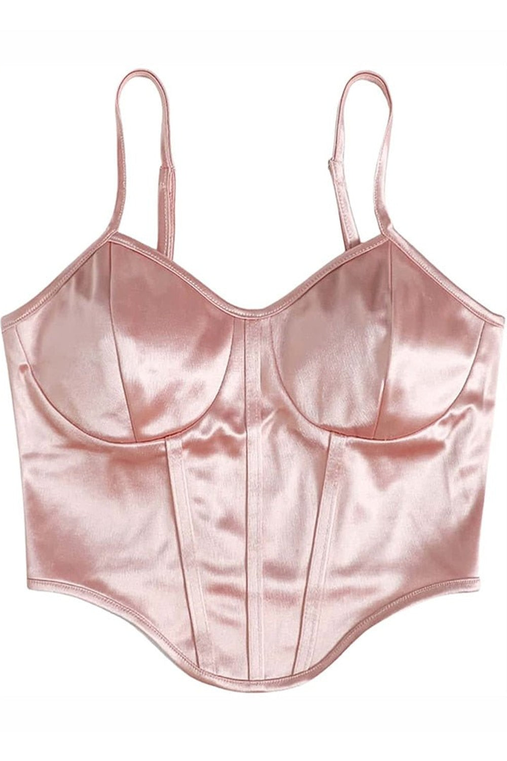 Pink Curved Hem Satin Cami Top with elegance.