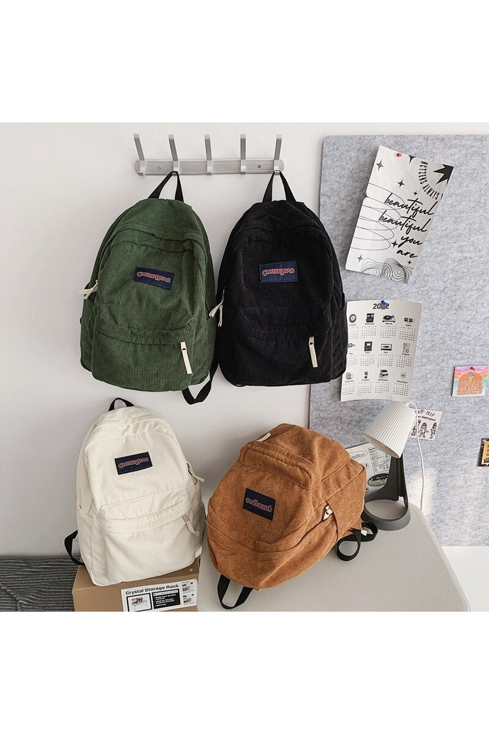 Cute Corduroy Preppy Backpack