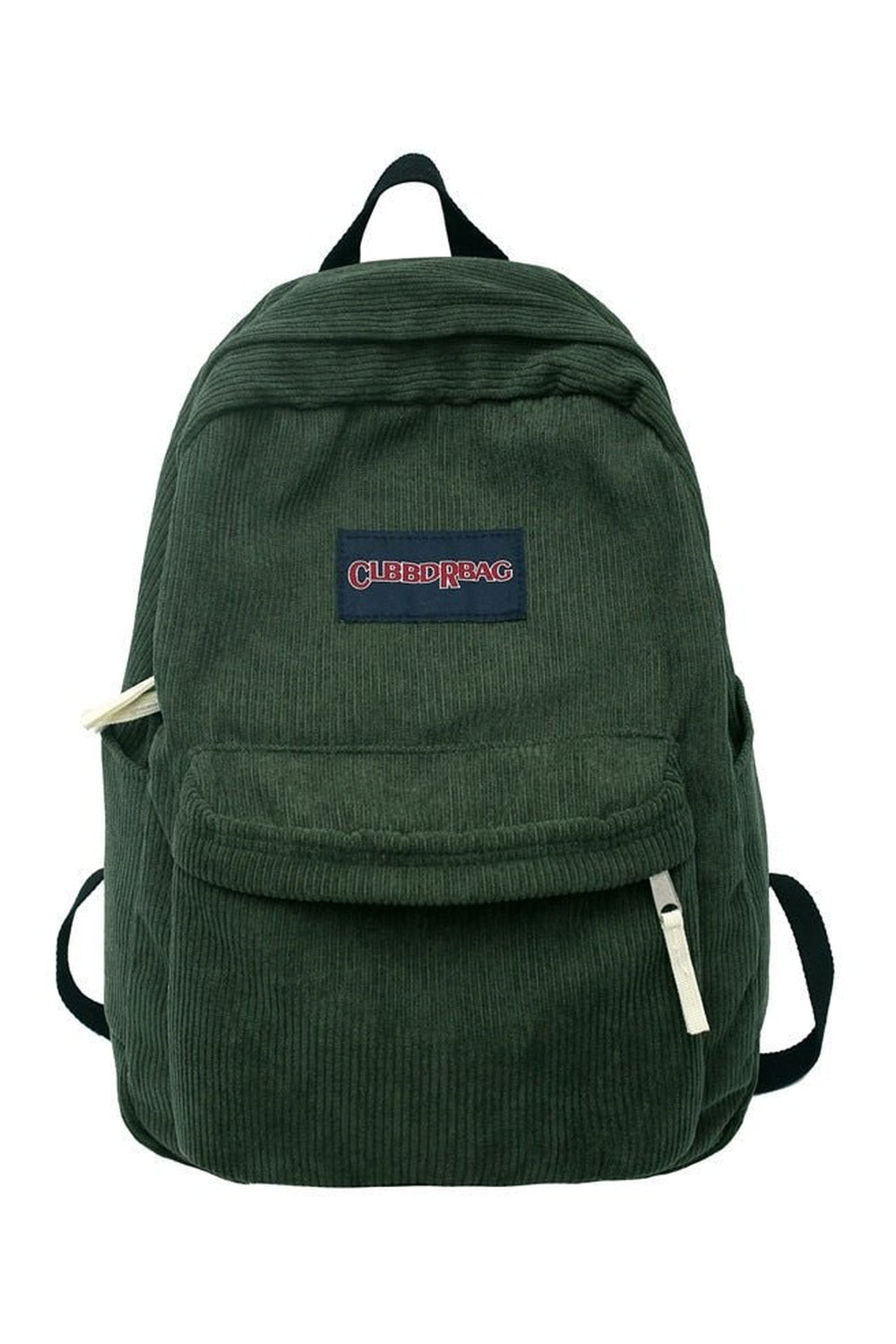 Stylish Green corduroy backpack with preppy charm.