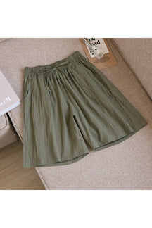 Army Green Cute Solid Cotton Linen Shorts adorable.