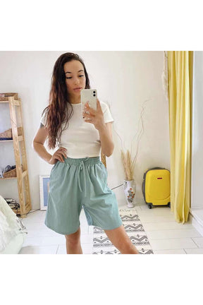 Cute Solid Cotton Linen Shorts