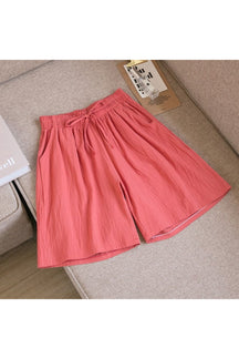 Cozy Brick Red Cute Linen Shorts for Summer