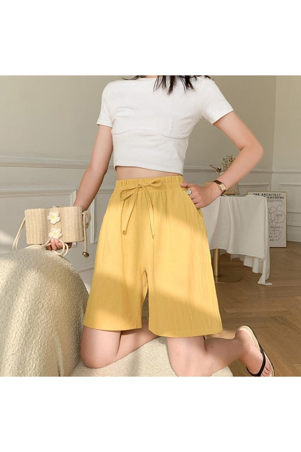 Cute Solid Cotton Linen Shorts