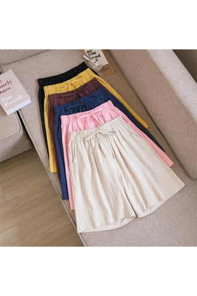 Cute Solid Cotton Linen Shorts