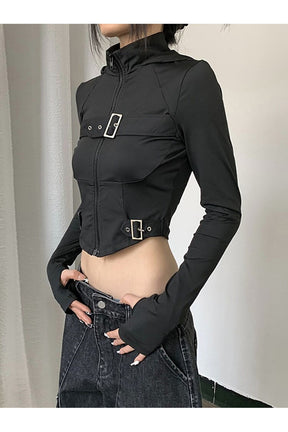 Fall Cyber Gothic Crop Hoodie