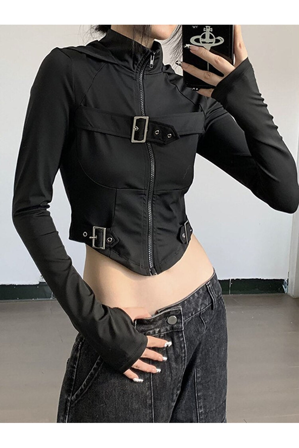 Fall Cyber Gothic Crop Hoodie