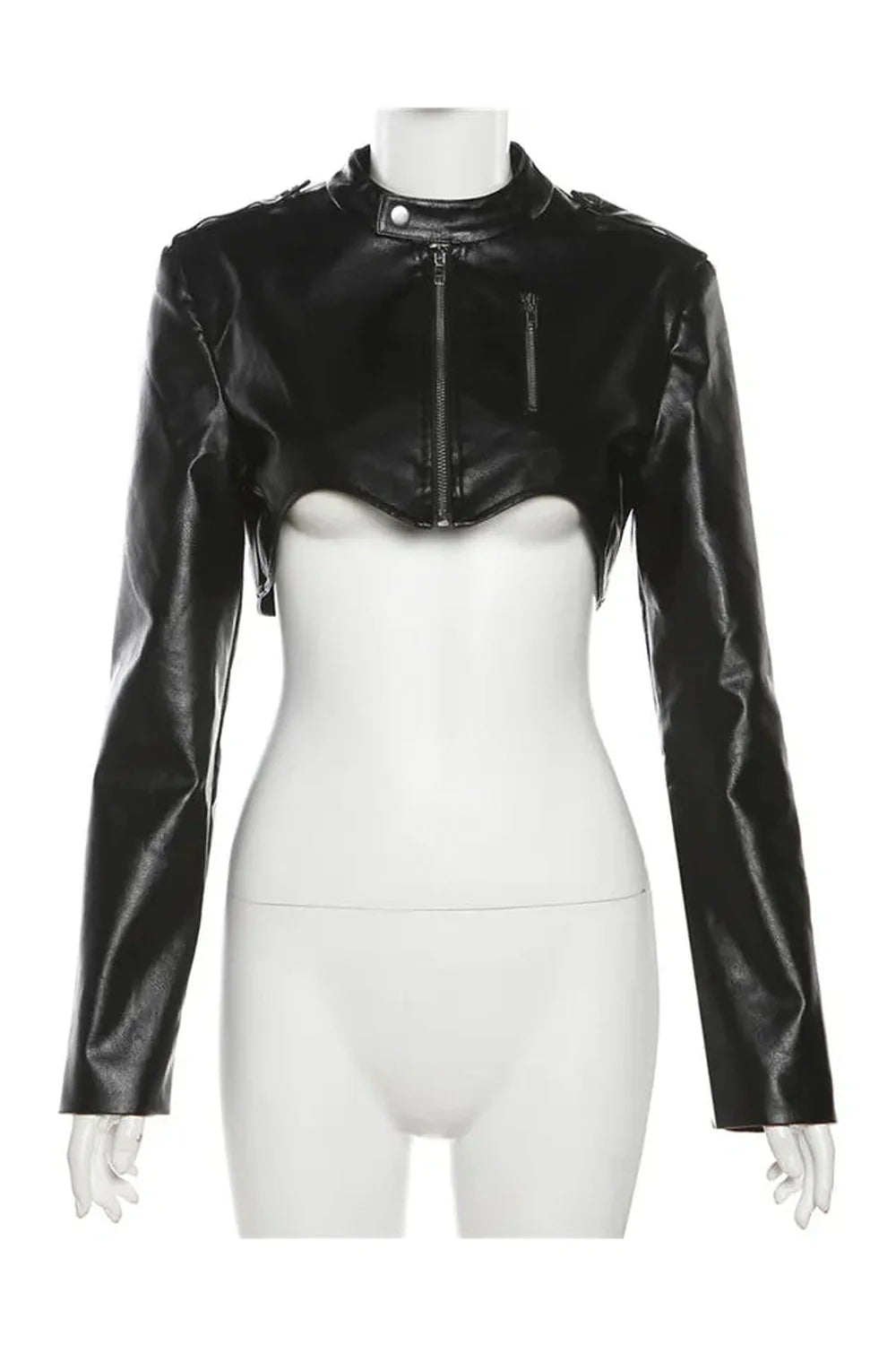 Stylish Fall Cyber Gothic Y2K Zipper Jacket in black.