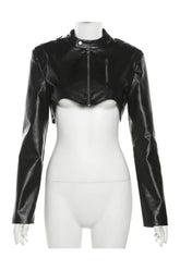 Stylish Fall Cyber Gothic Y2K Zipper Jacket in black.