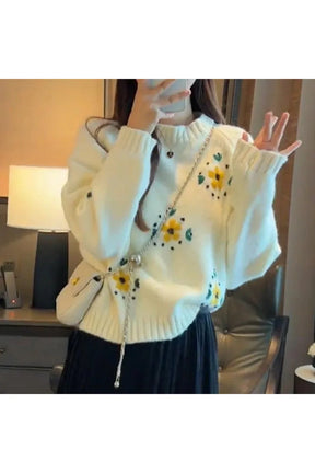 Cozy "Fall Daisy Daydream Knit Sweater" in putongban 2.