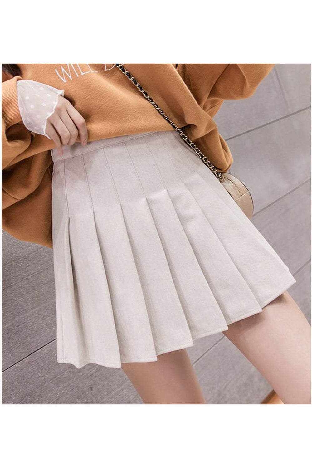 Vintage Dark Academia Autumn Skirt in Apricot color.