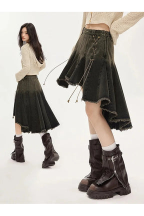 Dark Academia Denim Skirt