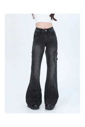 Dark Butterfly Flare Jeans