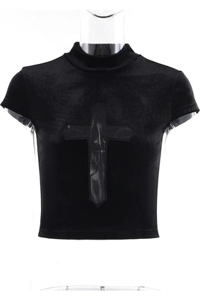 Black Sheer Gothic T-Shirt with Dark Cross.