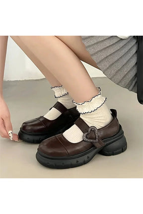 Stylish brown Dark Romance Mary Jane Shoes.