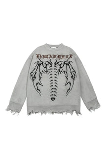 Gothic knit sweater, Gray variant, dark spine.