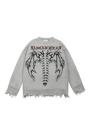 Gothic knit sweater, Gray variant, dark spine.