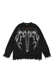 Black Dark Spine Gothic Knit Sweater with elegance.