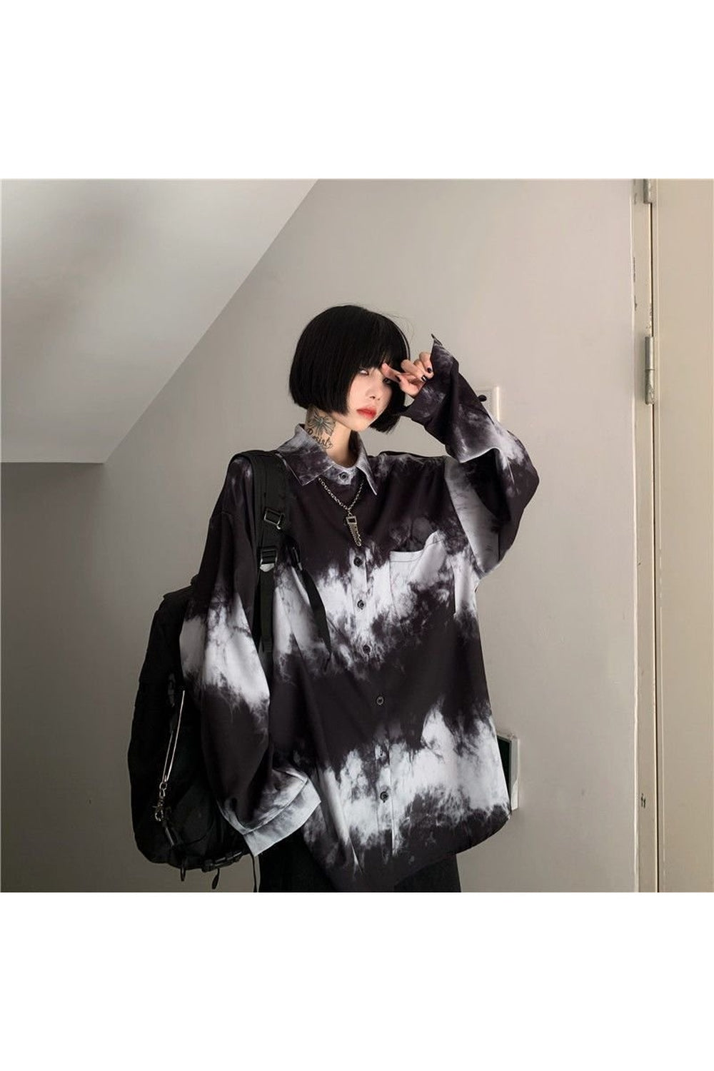 Dark Tie-dye Harajuku Blouse, Photo: Grunge-style.