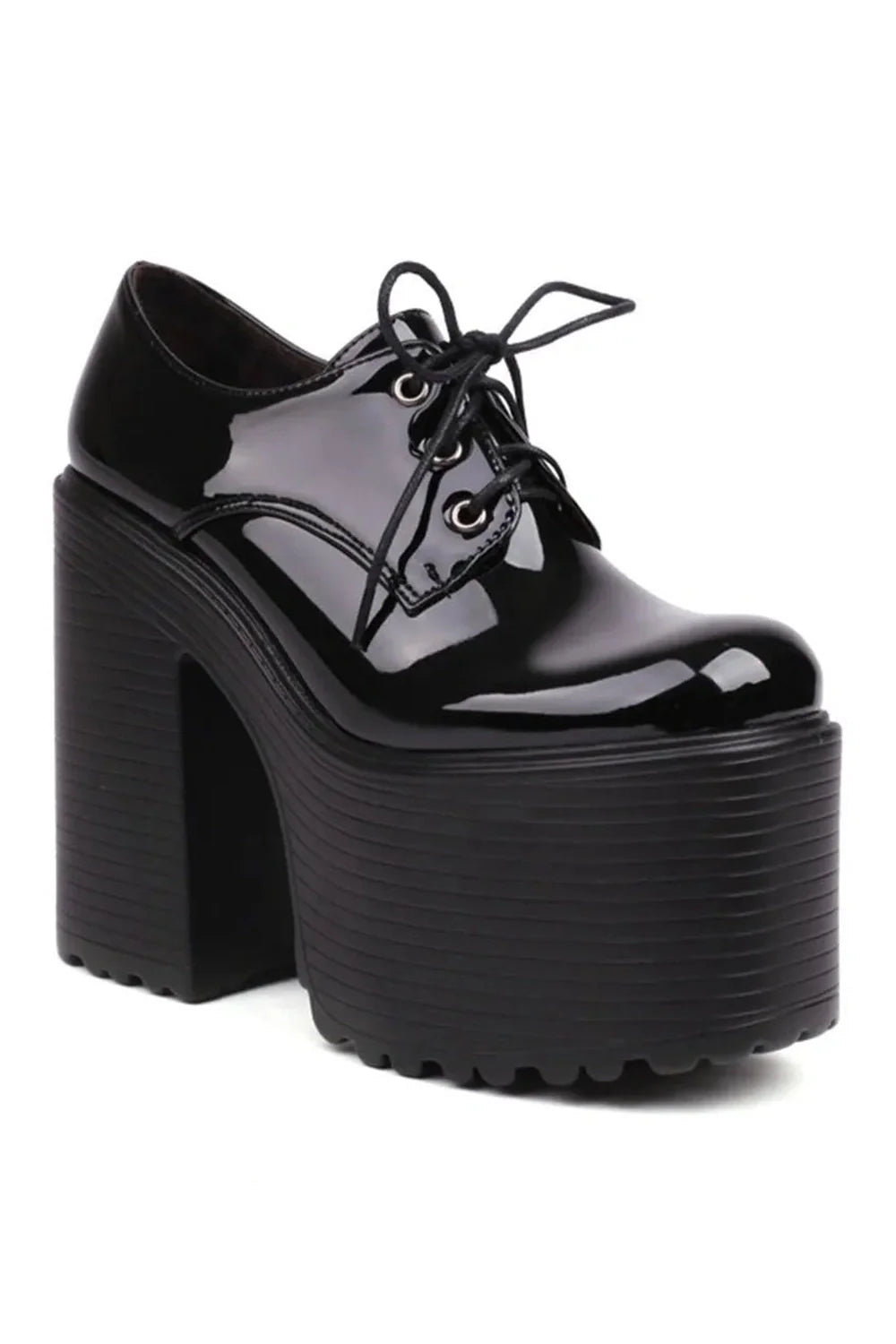 Stylish black Darkwave Chunky Lace-Up Boots. Trendy.