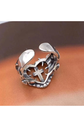 Death Cross Heart Ring