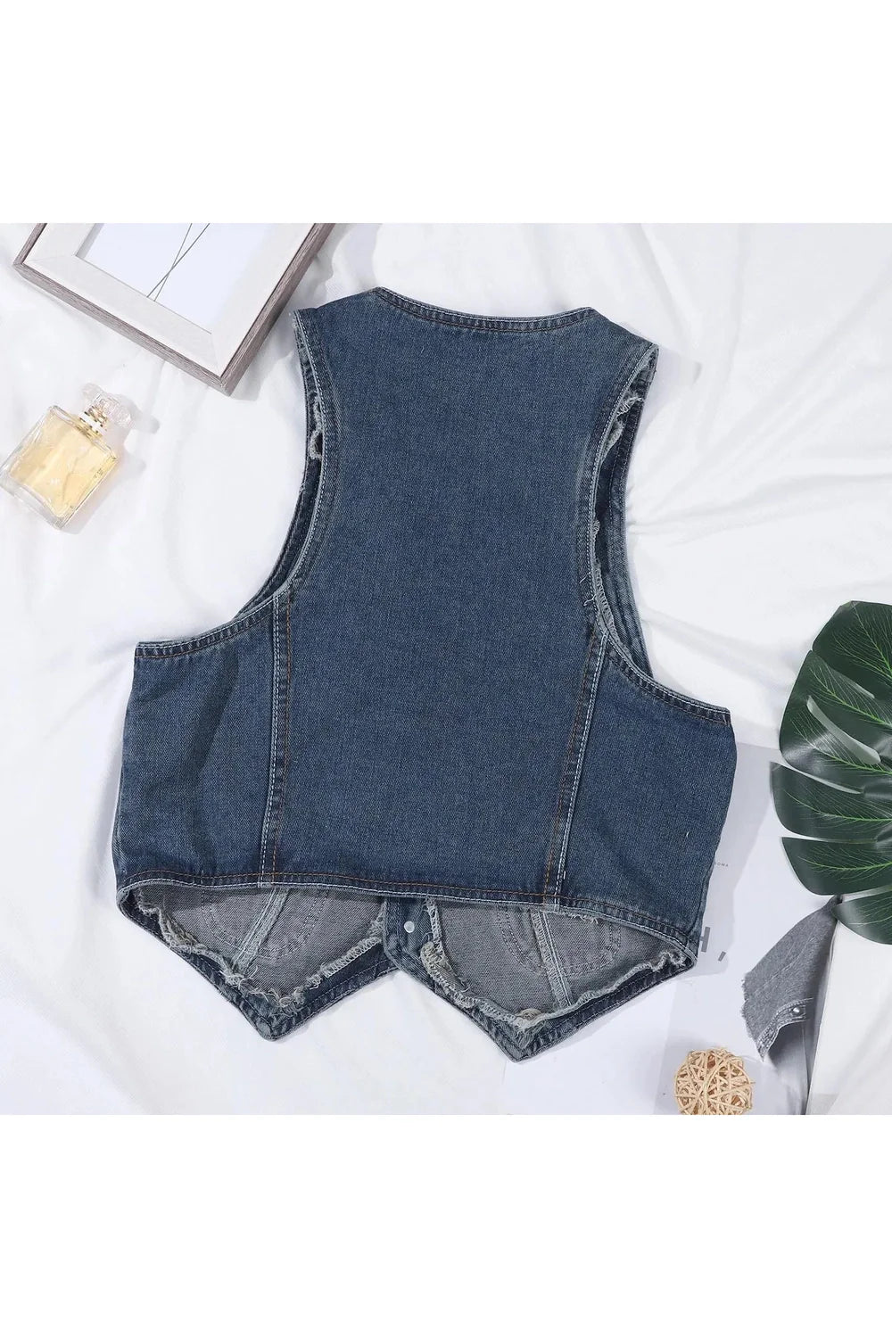 Denim Dream Lace Trimmed Vest