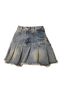 Blue Denim High Waist Mini Skirt, trendy.