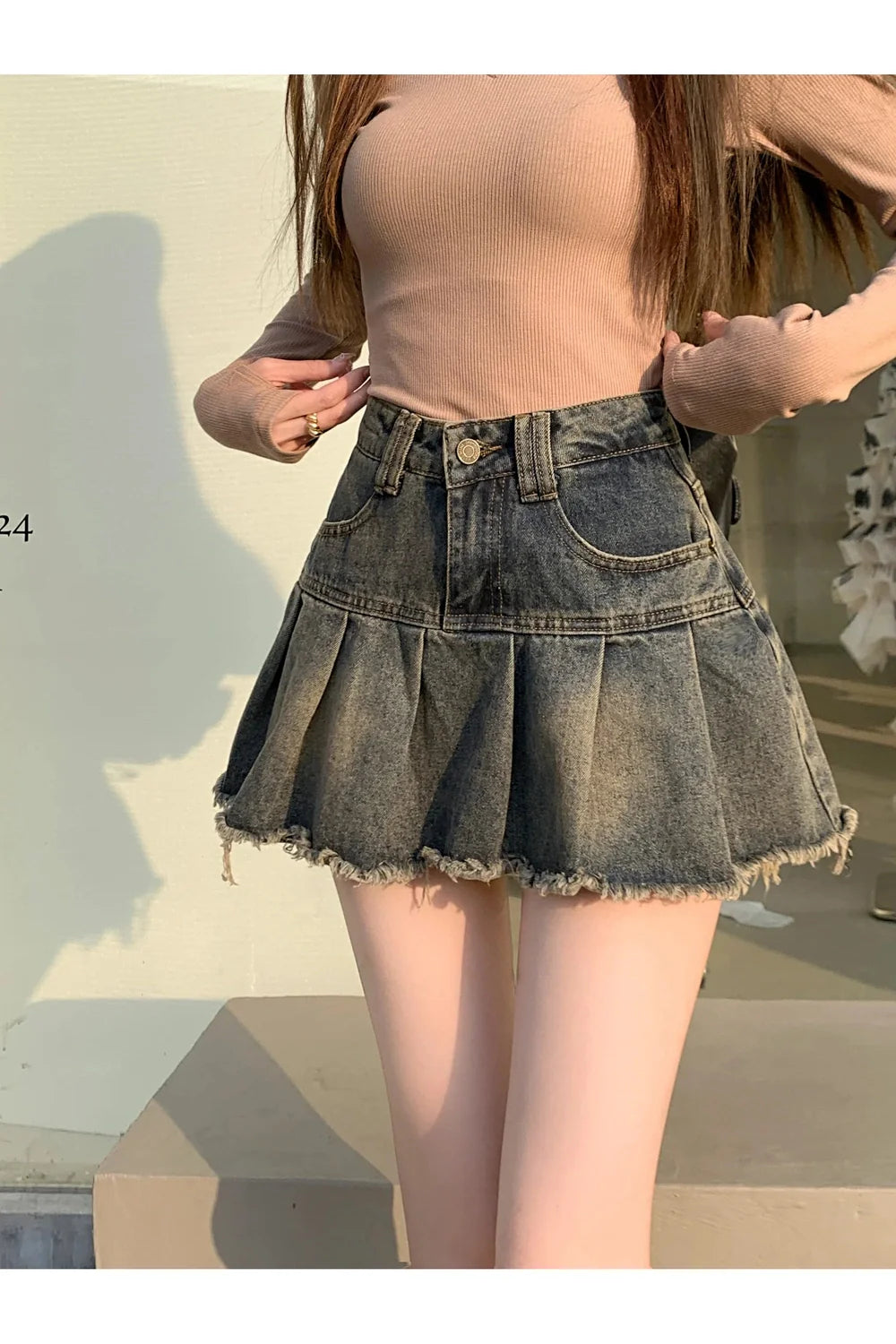 Denim High Waist Mini Skirt