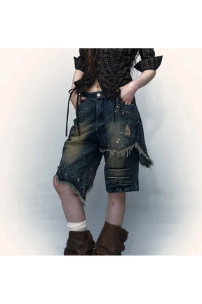 Distressed Grunge Bermuda Shorts