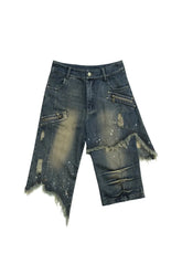 Stylish Distressed Denim Bermuda Shorts for a grunge look.