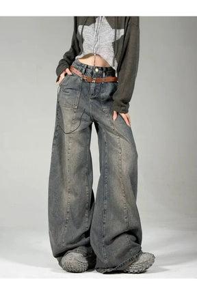 Fall Distressed Y2K Wide Leg Jeans