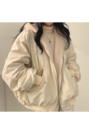 Stylish Fall Double-layer Winter Jacket in apricot parkas.