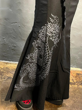 Dragon Embroidered Gothic Maxi Skirt