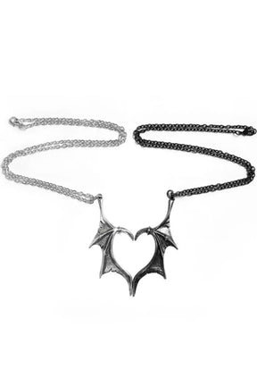 Duality Bat Wing Heart Necklace