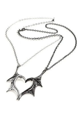 Duality Bat Wing Heart Necklace