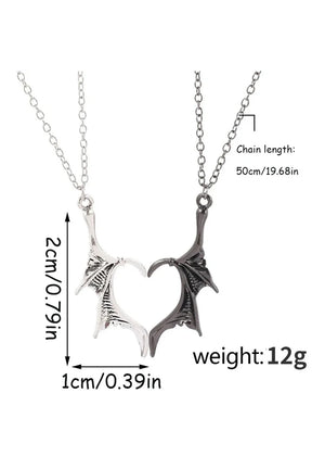 Duality Bat Wing Heart Necklace