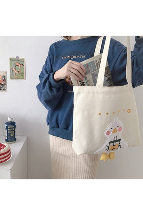 Duck Embroidery Canvas Bag