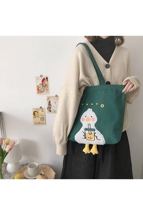 Duck Embroidery Canvas Bag