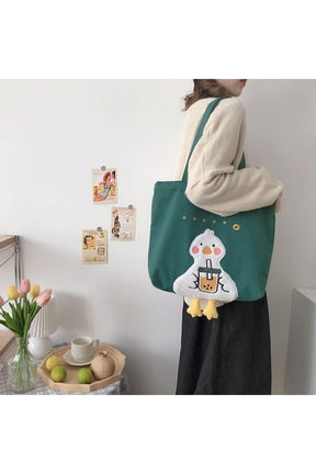 Duck Embroidery Canvas Bag